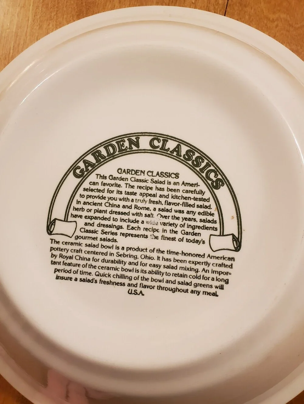 1983 Royal China Layered Overnight 24 Hour Salad Bowl - Garden Classics - USA